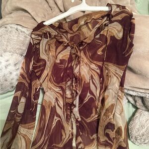Urban Outfitters Brown Swirl Blouse